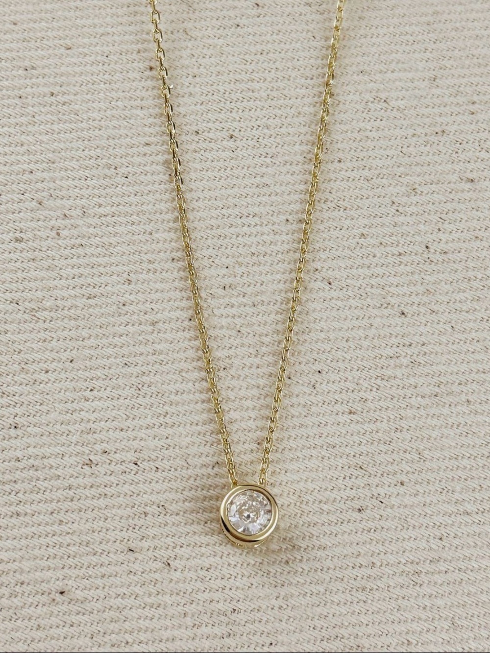 18k Gold Filled Solitaire Cz Necklace